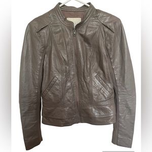 Hinge leather jacket from Nordstrom. Size small. Taupe color. Excellent conditio